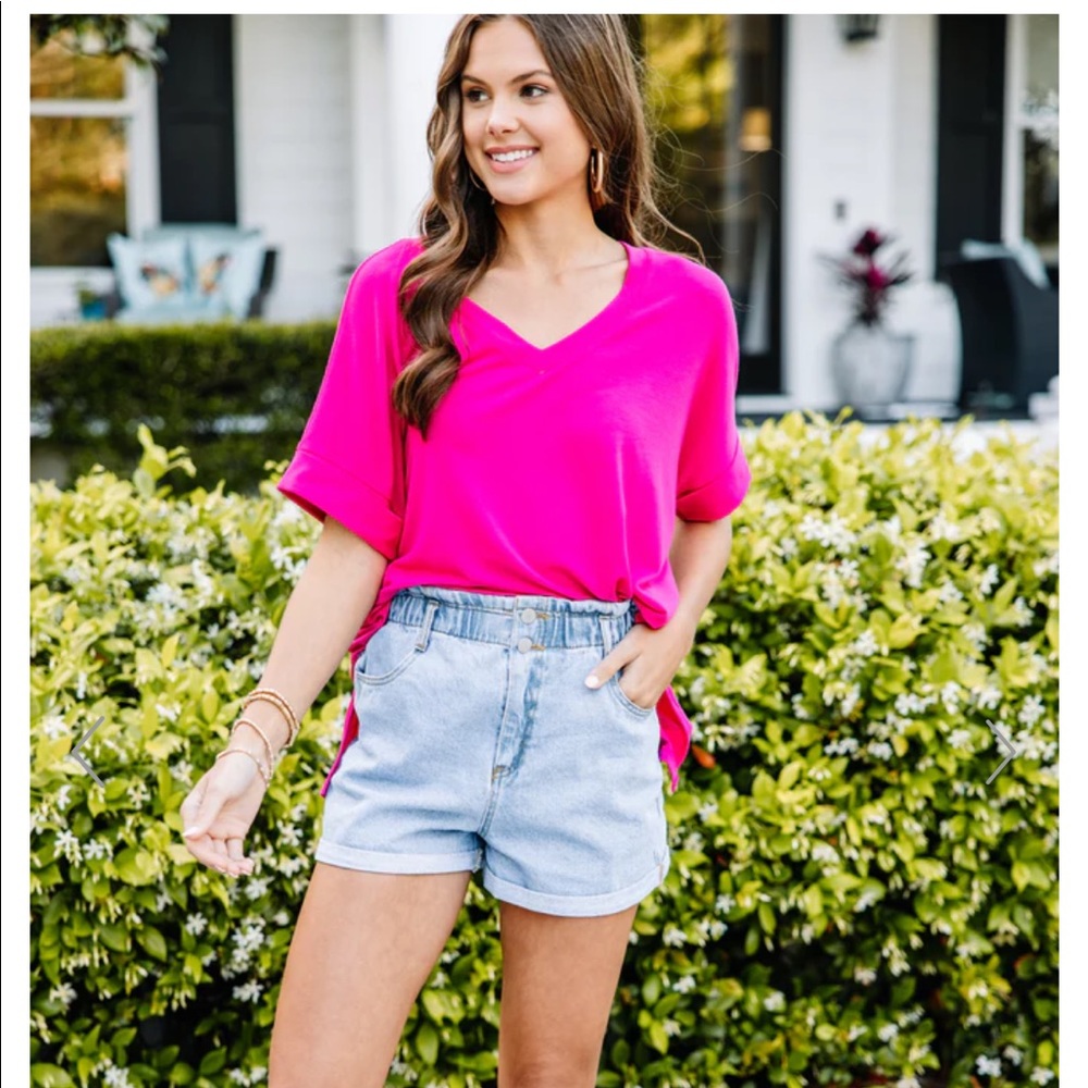 Fuschia pink vneck top- BRAND NEW